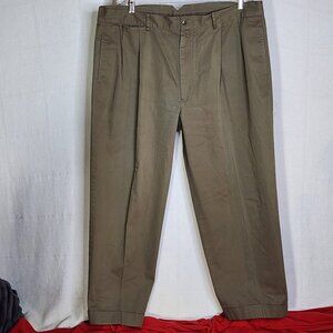 Faconnable Khaki Five Pocket Cotton Pleated Cuffed Notched Back Dress Pant Sz 40